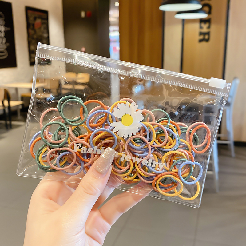 Bộ 100 Dây Cột Tóc Cao Su Nhiều Màu Sắc Thời Trang Hàn Quốc Cho Nữ