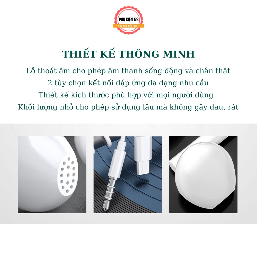 Tai nghe có dây Wekome YA-01 kiểu dáng earbud tích hợp đàm thoại, micro, âm thanh