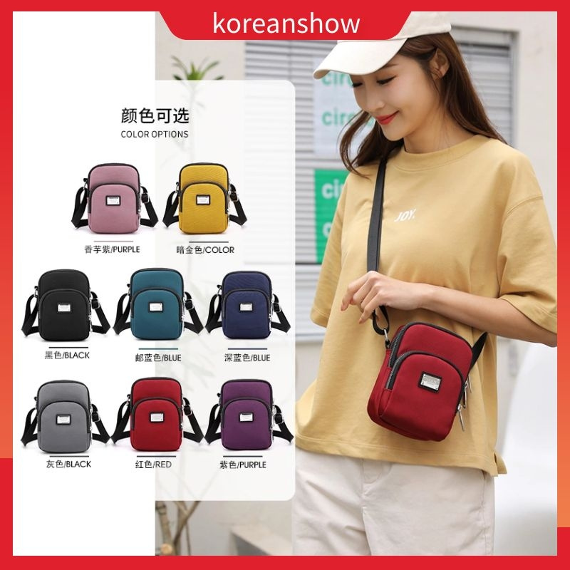 Túi xách nữ đeo chéo mini màu hồng/đen đựng điện thoại thời trang Hàn Quốc dành cho nữ-77
