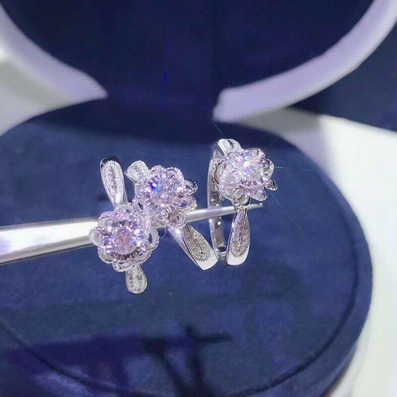 Nhẫn Mặt Hoa Hồng Đính Đá Sapphire Cho Nữ