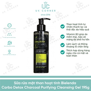 [Bill UK] Sữa rửa mặt than hoạt tính Bielenda Carbo Detox Charcoal Purifying Cleansing Gel 195g
