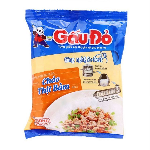 2 Gói CHÁO GẤU ĐỎ VỊ THỊT BẰM 50G