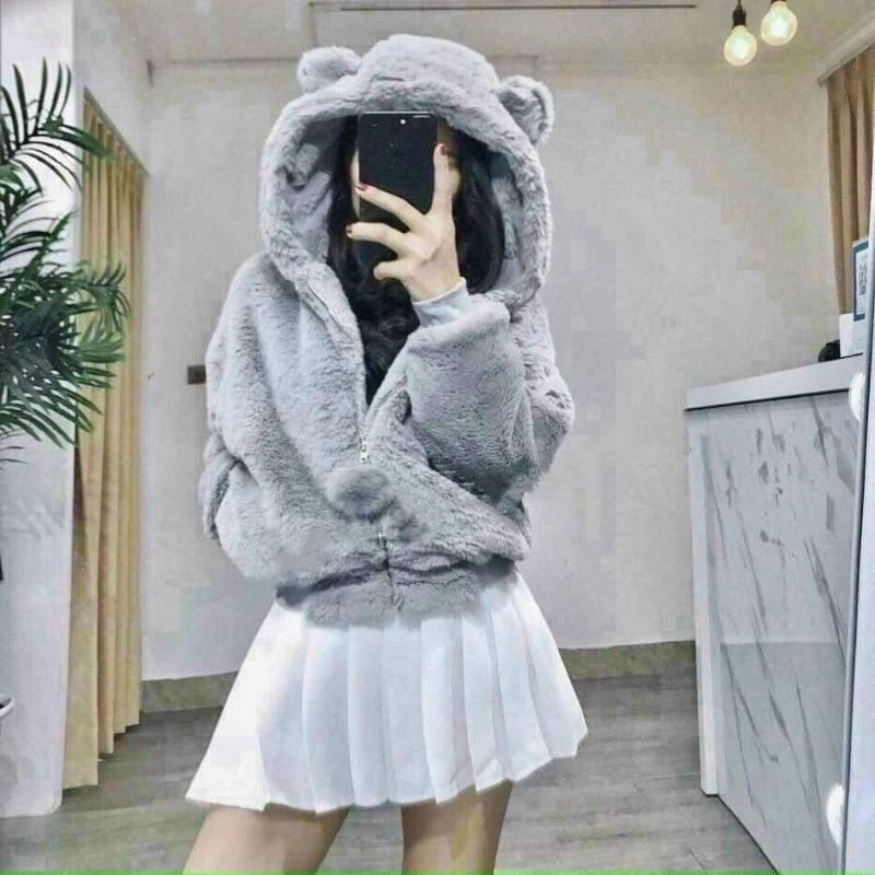 Áo Khoác Lông Gấu Thời Trang Nữ 1 Lớp Lông Vũ siêu Mềm Mượt | BigBuy360 - bigbuy360.vn