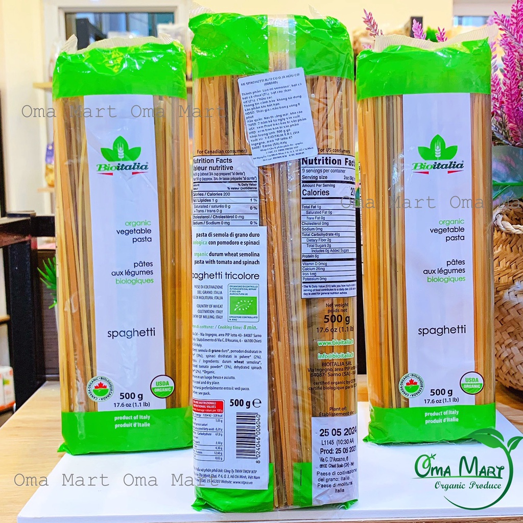 Mì Spaghetti rau củ hữu cơ Bioitalia 500g