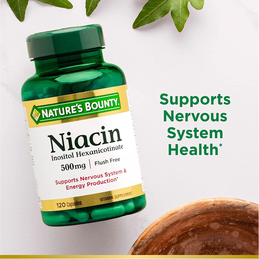 Nature's Bounty Niacin 500mg Flush Free 500mg - Viên uống hỗ trợ hệ thần kinh, duy trì cholesterol , năng lượng 120 viên
