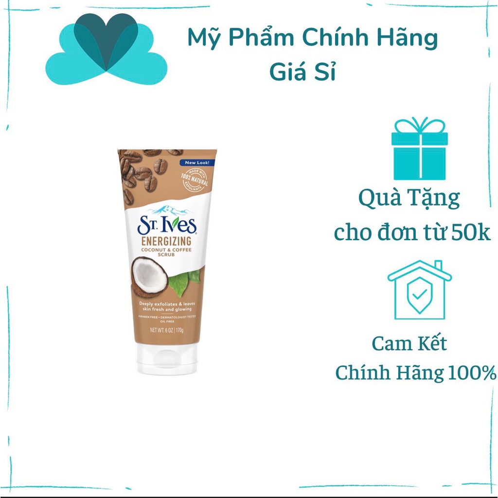 Tẩy Tế Bào Chết Dành Cho Da Khô St Ives Rise &amp; Energize Coconut &amp; Coffee Scrub 170g