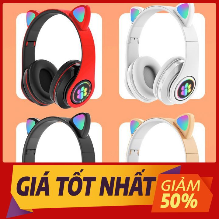 Tai Nghe Mèo Bluetooth Headphone Tai Mèo Dễ Thương Có Mic Âm Bass Mạnh Mẽ Và Dung Lượng Pin Khủng 400mAh | BigBuy360 - bigbuy360.vn