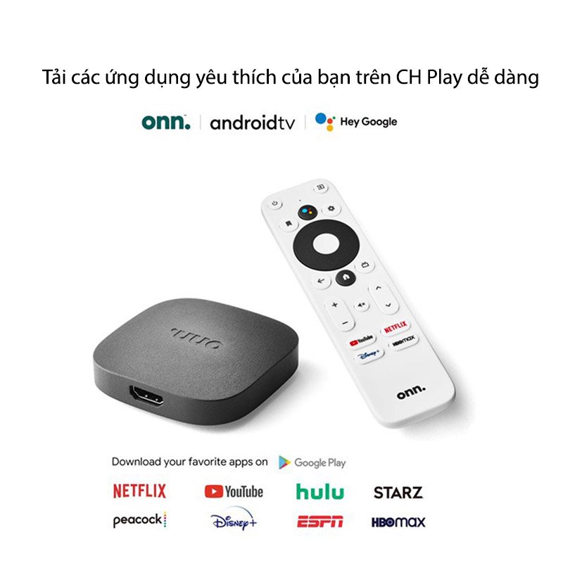 onn. Android TV UHD truyền phát hình ảnh, âm thanh 4K - Có remote, Full HD 1080p