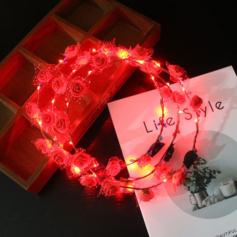 Vòng hoa đội đầu có đèn led phát sáng đẹp mắt dành cho nữ