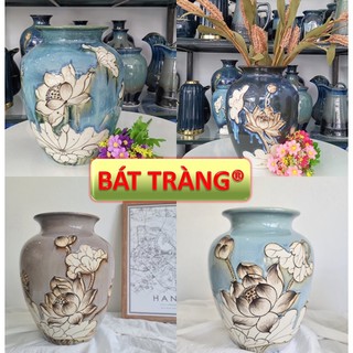 BÌNH HOA CAO CẤP VẼ HOA SEN TINH XẢO LỌ GỐM SỨ BÁT TRÀNG