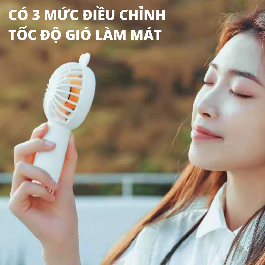 Quạt Mini Tích Điện 1200mah Cầm Tay/Để Bàn Tai Thú Dễ Thương 3 Tốc Độ Gió Kèm Đèn LED Đa Tiện Ích DFS002