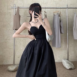 Đầm đen hai dây có mút ngực CD506
