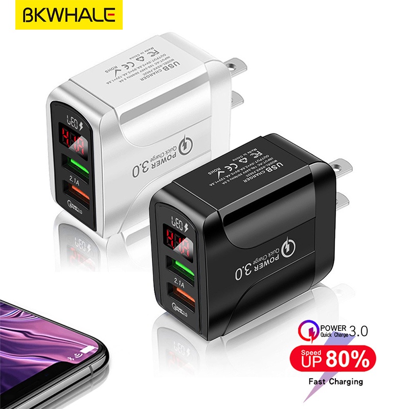 BKWHALE 28W Củ Sạc Nhanh 2 Cổng USB QC3.0 Cho Tất Cả Các Dòng Điện Thoại