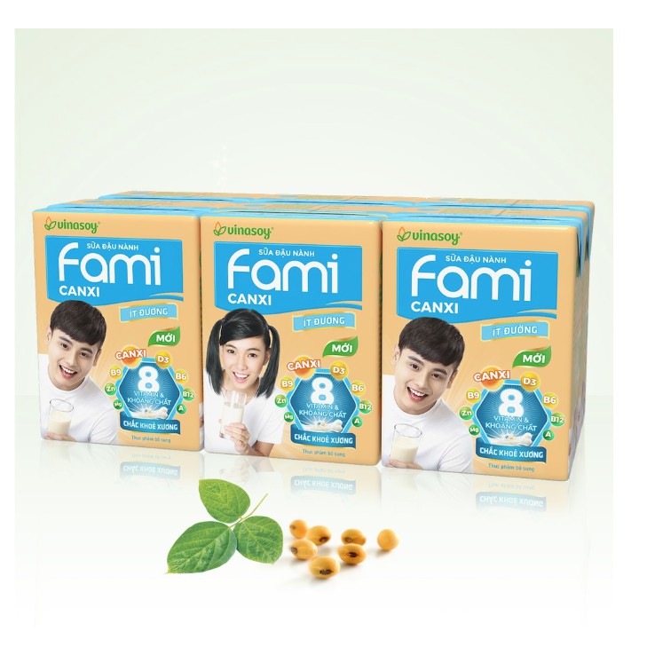 Thùng 36 hộp x 200ml Sữa Đậu Nành Fami Canxi Ít Đường (Shop bán giá trần không kèm khuyến mãi)