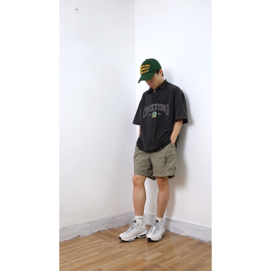 Áo Polo Wash hình thêu Oversize Unisex