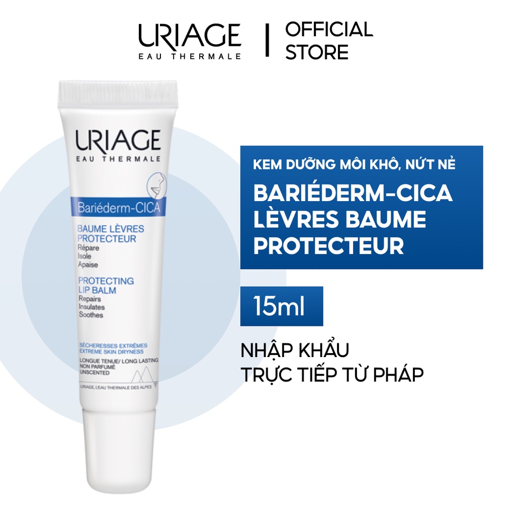 Kem dưỡng môi khô, nứt nẻ URIAGE BARIÉDERM CICA-LÈVRES BAUME PROTECTEUR 15ml