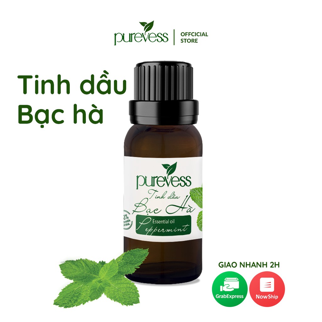 Tinh dầu Bạc Hà Purevess, thiên nhiên nguyên chất, giúp thư giãn và đuổi muỗi. 30ml