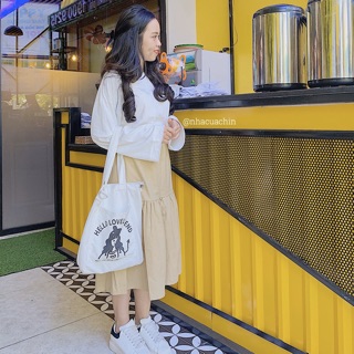 Chân váy xòe thô cạp chun basic ulzzang