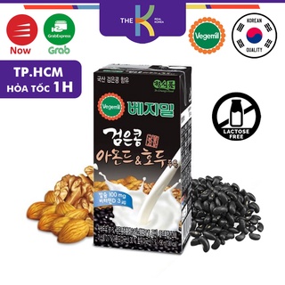 Sữa đậu đen, hạnh nhân và hạt óc chó Vegemil Ít đường - (베지밀) 검은콩 아몬드와 호두 두유 - Sữa hạt Hàn Quốc 190ml - Hàng nội địa Hàn
