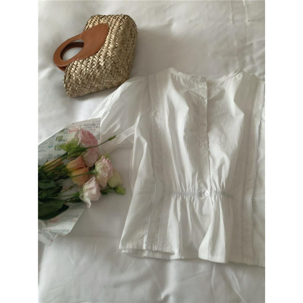 Áo Thun Cổ Tròn Ngắn Tay Thêu Hoa Thời Trang Tinh Tế 60639