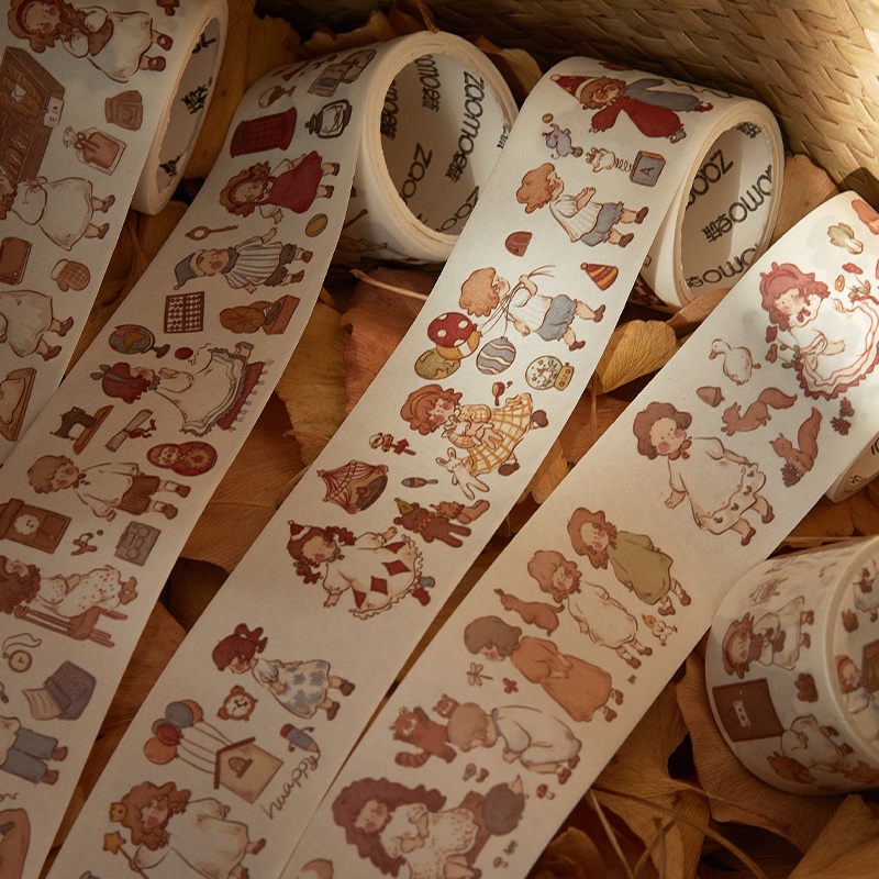 Cuộn Băng Washi 35mm*3m Họa Tiết Cô Gái Kawaii Dễ Thương Dán Trang Trí Sổ Tay DIY