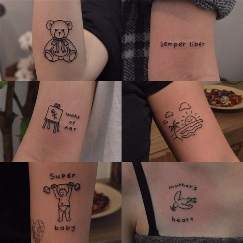 【SIYA Magic Tattoo】Bộ 45 miếng dán hình xăm họa tiết hoạt hình kiểu dáng đơn giản và đáng yêu 6cm*7cm