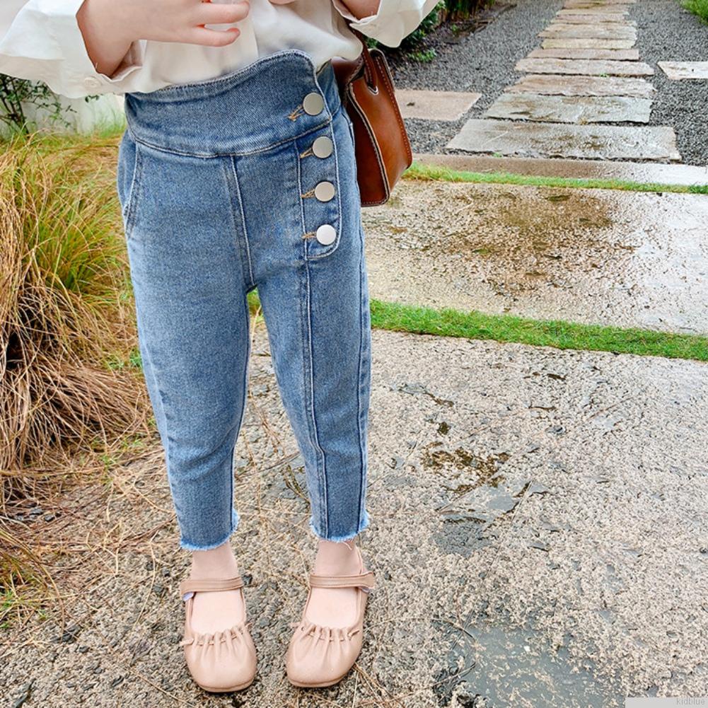 Quần legging jean lưng cao co giãn phong cách Hàn Quốc thời trang xuân thu cho bé gái