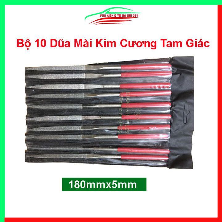 Bộ Dũa Mài Tam Giác Kim Cương 10 Chiếc Cho Kim Loại 180x5mm