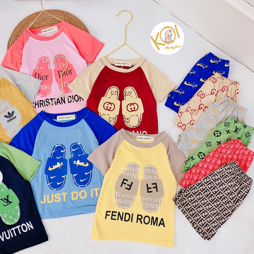 Bộ Cộc Tay Cho Bé Trai, Bé Gái Minky Mom In Hình Chiếc Dép Hot Hit Cho Bé - Chất Thun Lạnh Mềm Mịn BCDEP1