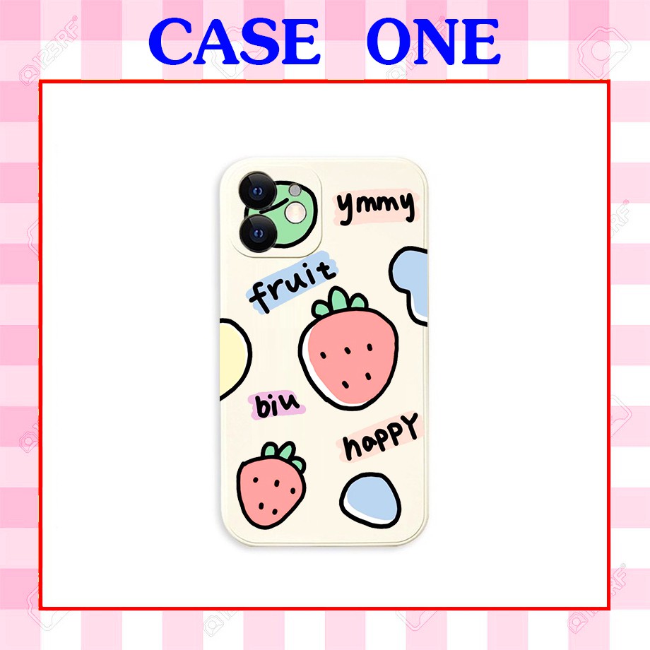 Ốp lưng iphone hình hoa quả dễ thương cạnh vuông giả ip12 5/5s/6/6plus/6s/7/7plus/8/8plus/x/xr/xs/11/12/pro/max
