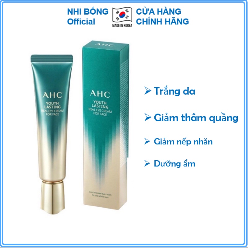 [New 2022] Kem mắt AHC Ageless Real Eye Cream For Face hết thâm quầng mắt Hàn Quốc màu đen 30ml