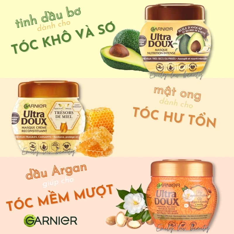 Dầu gội và ủ phục hồi tóc Garnier Argan Oil và hoa trà 250ml bản Đức