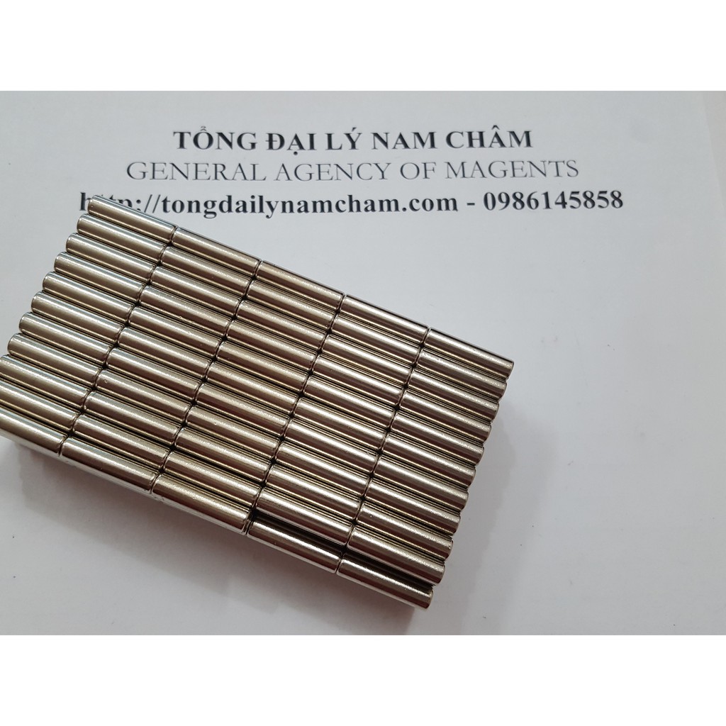 Nam châm viên trắng 4x15mm, nam châm đất hiếm thanh trụ tròn lực hút mạnh