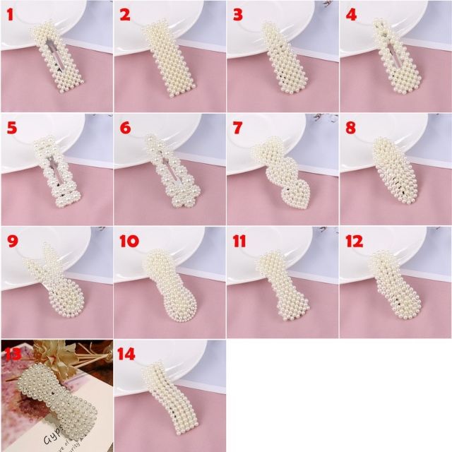 Set 5 kẹp tóc đính đá ngọc trai nhân tạo