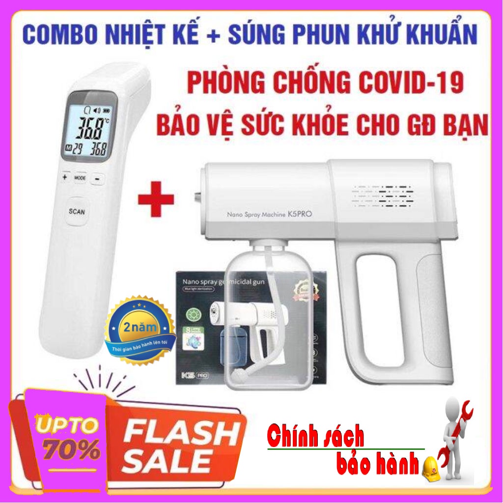 Tặng Nhiệt Kế Máy phun khử khuẩn, súng xịt khuẩn, máy phun cồn nano K5 kích thước cầm tay thiết kế mới