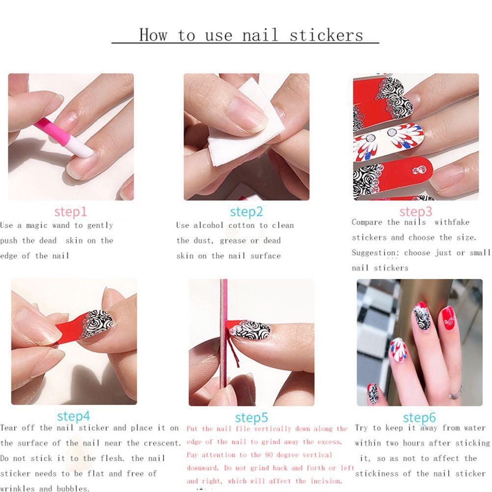 Sơn Móng Tay Tự Dính Che Phủ Toàn Diện Họa Tiết 3D