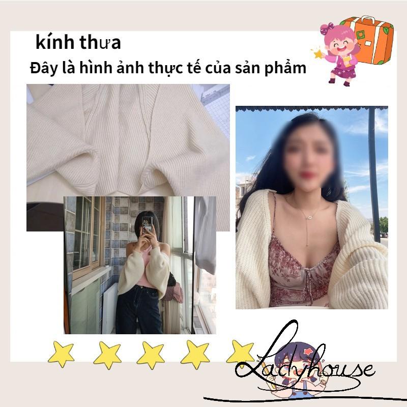 Áo khoác cardigan dệt kim dáng rộng dài tay thời trang cho nữ LD