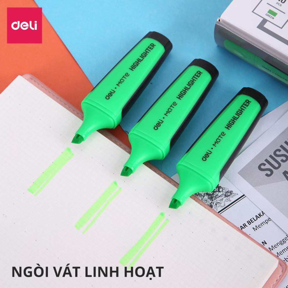 Bút nhớ dòng, bút dấu dòng DELI - Xanh lá - 2 chiếc - EU35050 .