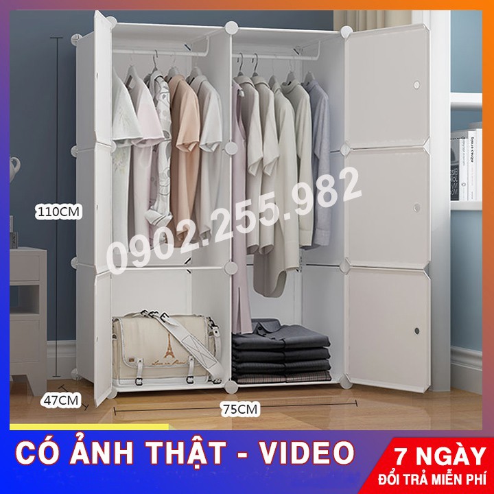 TỦ NHỰA GHÉP ĐA NĂNG 6 Ô ĐỂ ĐỒ THÔNG MINH sâu 47cm
