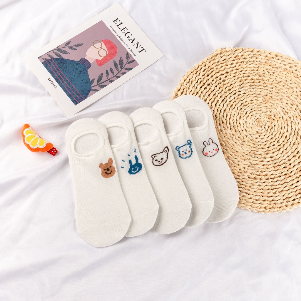 Tất Trắng Nữ Cổ Ngắn In Hình Dễ Thương
