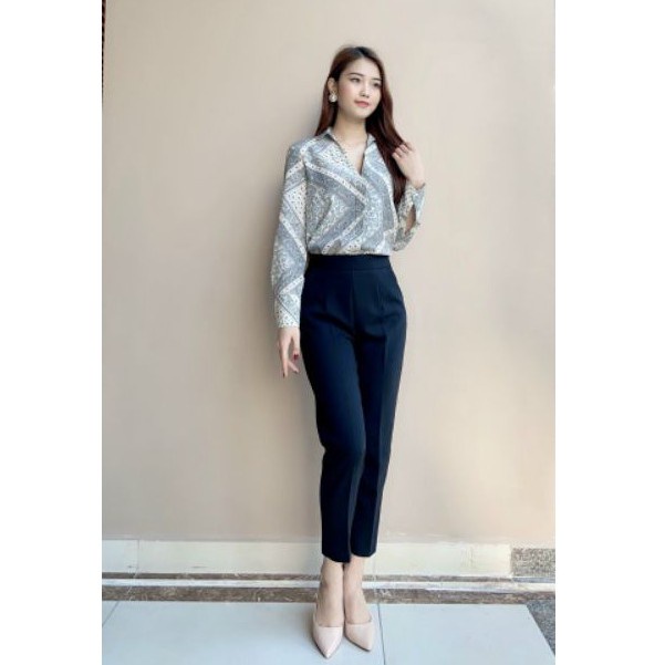 Quần baggy nữ lưng chun sau vải tuyết mưa đen mềm dáng dài - Quần vải nữ công sở cạp cao khóa sườn mặc làm đi học sinh