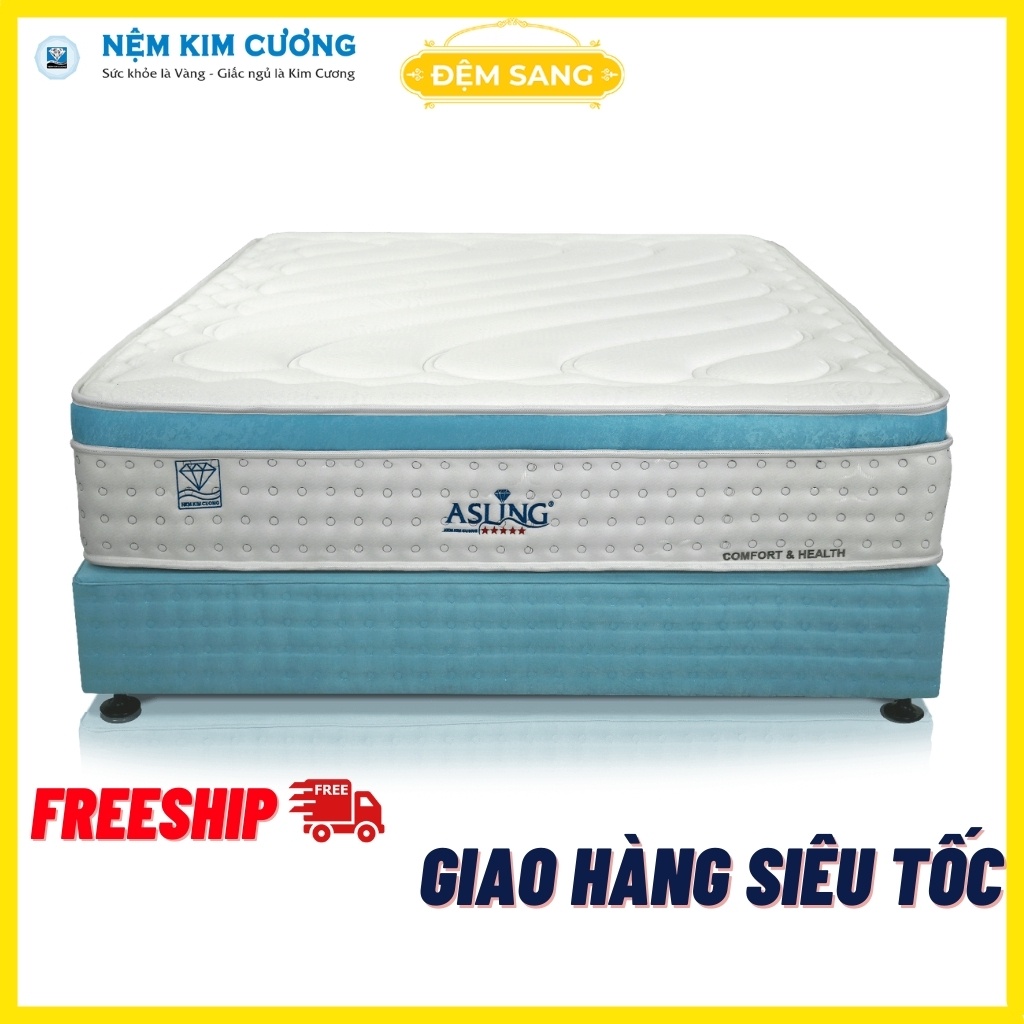 Nệm lò xo cao cấp ASLING 5 sao chính hãng đệm KIM CƯƠNG túi độc lập chuẩn khách sạn giá rẻ bảo hành 10 năm LX105
