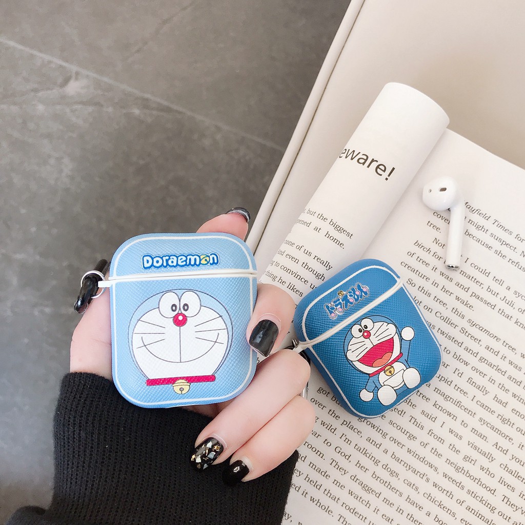 Cute Cartoon Doraemon airpods 1/2 case textured soft TPU protective cover