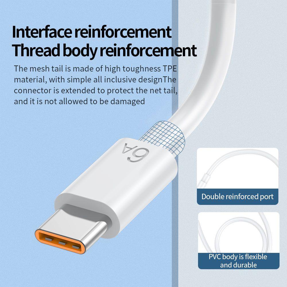 Cáp Sạc Nhanh 6A 66W 6A 1 / 1.5 / 2M Type C USB 6A Kỹ Thuật Số