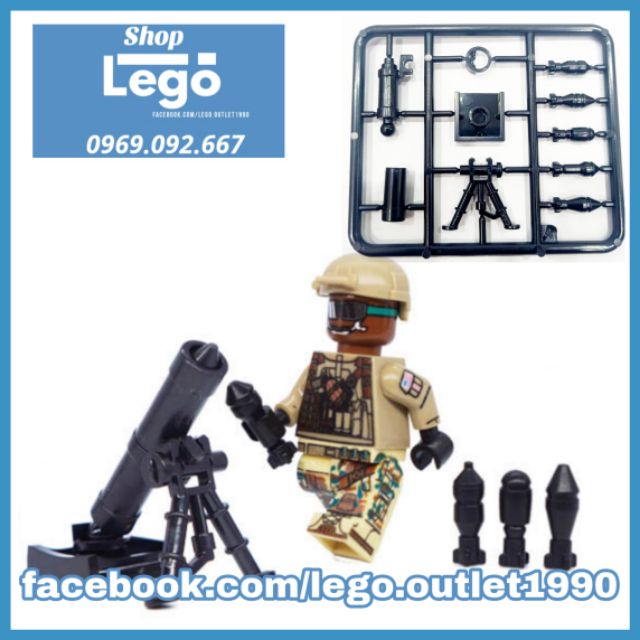 Xếp hình Súng cối M224 60 li tặng kèm 5 viên đạn các loại Lego minifigures Decool