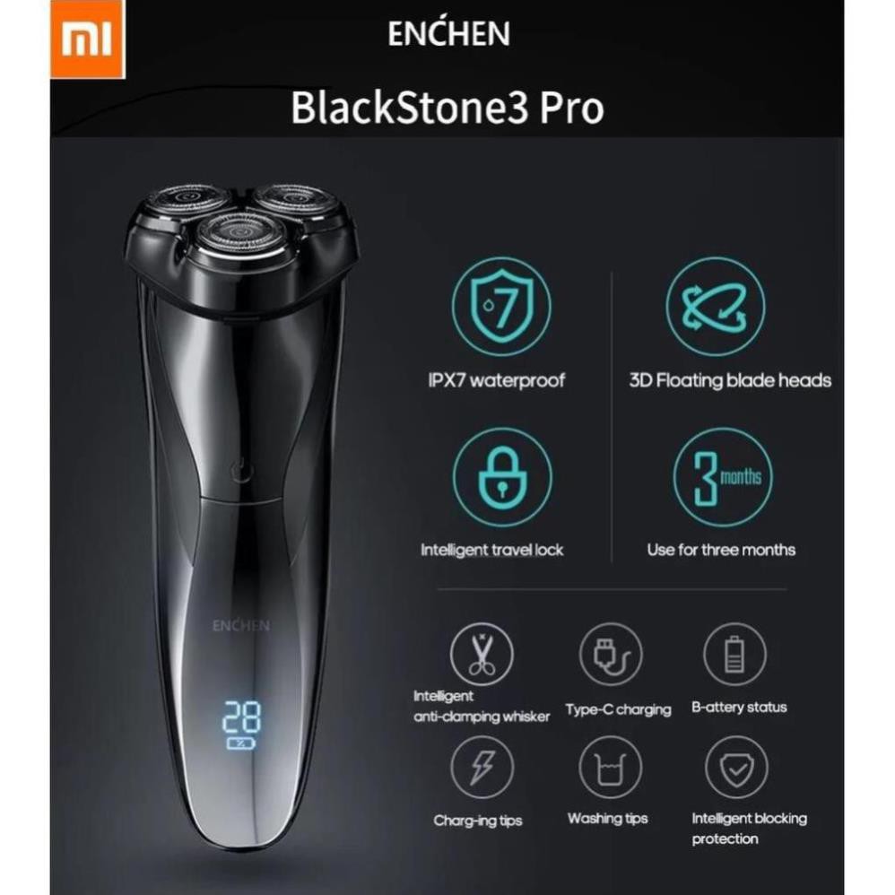 Máy Cạo Râu Xiaomi Youpin Enchen BlackStone 3 Electric Shaver 3D Blackstone3 Chống nước thế hệ 3 -Minh Tín Shop