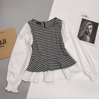 Áo peplum kẻ ziczac