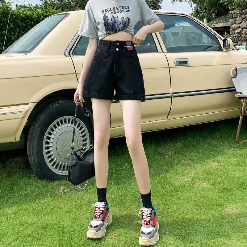 Quần Short Denim Lưng Cao Ống Rộng Thời Trang Mùa Hè Hàn Quốc Dành Cho Nữ