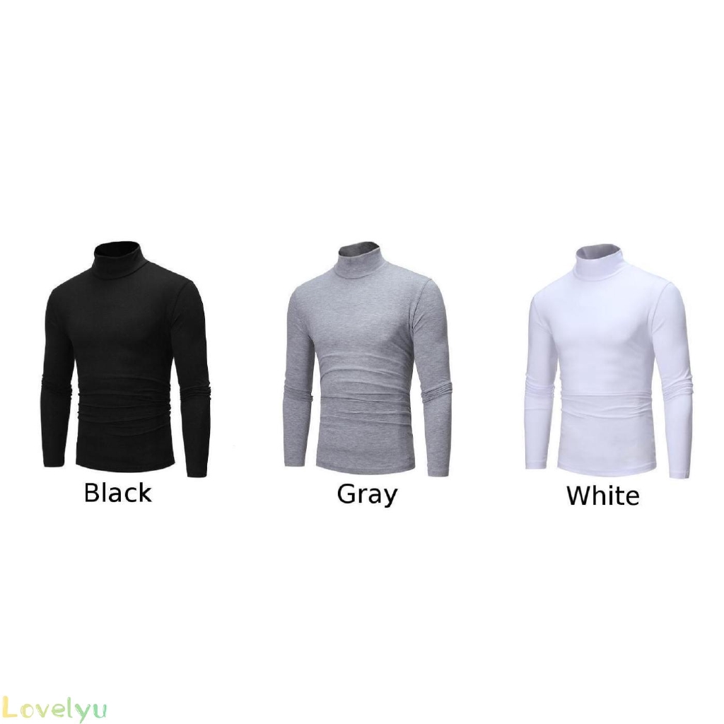 Áo thun tay dài cổ lọ 3 màu trơn tùy chọn thời trang dành cho nam