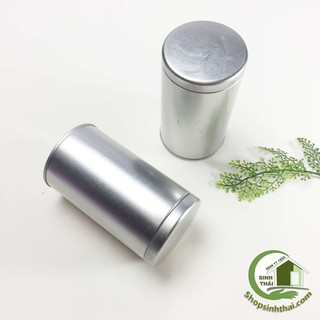 Hộp thiếc tròn có nắp đậy - lọ thiếc đựng đồ, đựng trà, đựng bánh 7 x 13cm